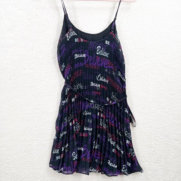 RAMY BROOK Printed Melanie Pleated Mini Dress In Believe Print Size M NEW - Picture 2 of 11